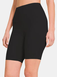 Zenana High Waist Active Shorts in black, designed for comfort and support during workouts.