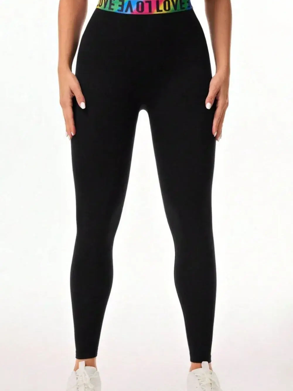Letter Printed High Waist Active Leggings