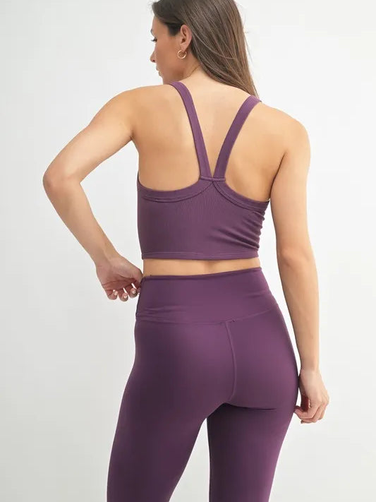 MONO B Seamless Solid Cami shown from the back, featuring a smooth fit in a versatile purple color.
