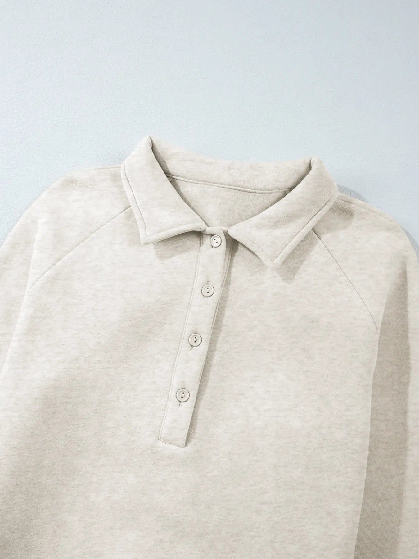 Collared Sweatshirt and High Waist Pants Active Set with a classic buttoned collar design.