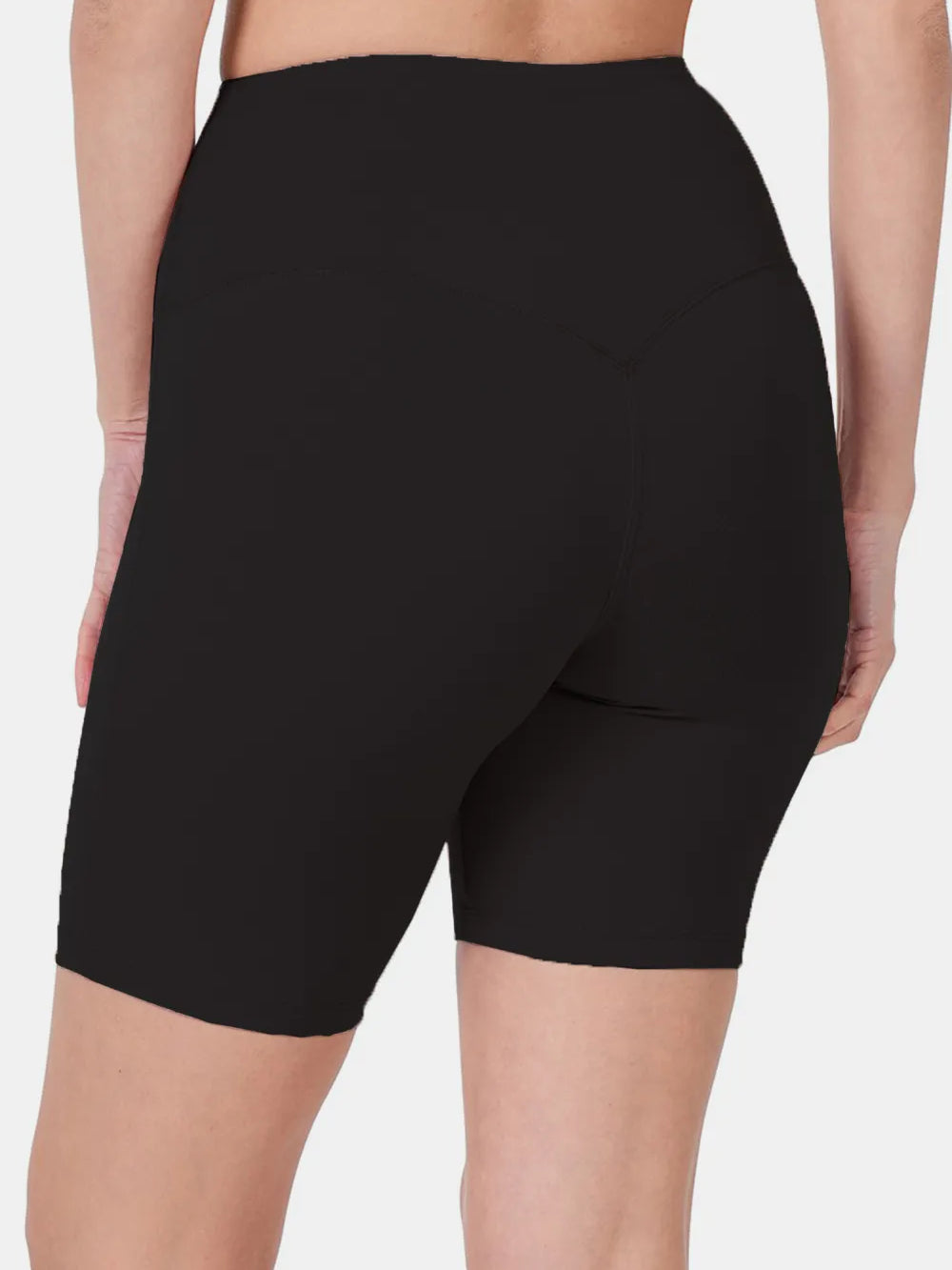 Back view of Zenana High Waist Active Shorts showcasing high waistband and comfortable fit.
