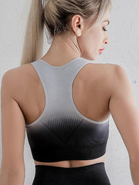 Gradient Racerback Sports Bra showcasing stylish back design, ideal for high-performance workouts.