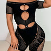 Cutout Off Shoulder Fishing Net Romper