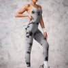 Back Crisscross Tie-Dye Scoop Neck Active Jumpsuit