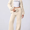 Drop Shoulder Zip Up Jacket and Drawstring Pants Active 2pcs Set