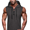Men's Knit Sleeveless Lace-Up Hoodie
